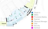 A map showing McCamish Pavilion with optimal equipment allocated for high voter turnout