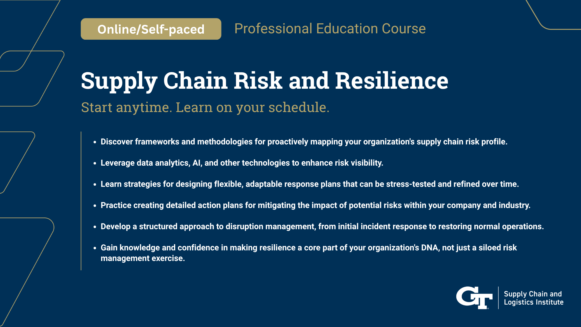 Our Supply Chain Risk and Resilience course is NOW ONLINE!